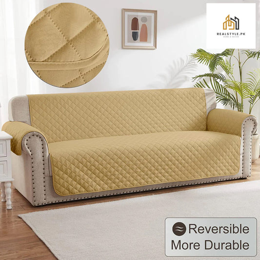 COTTON QUILTED SOFA RUNNER - SOFA COAT (BEIGE SKIN YELLOW)