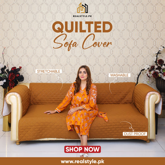 COTTON QUILTED SOFA RUNNER - SOFA COAT (Copper)