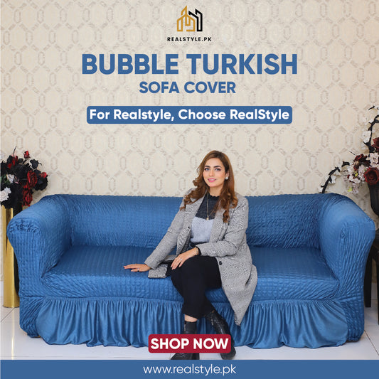 RUFFELED SUR SUCKER TURKISH SOFA COVER - Teal