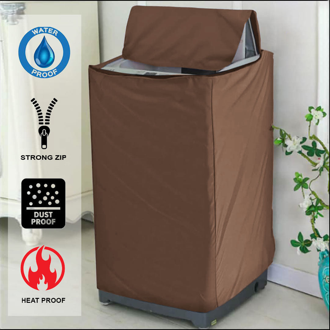 Waterproof Top Loaded Washing Machine Cover - Brown