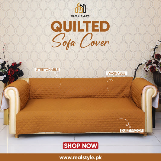 COTTON QUILTED SOFA RUNNER - SOFA COAT (Copper)