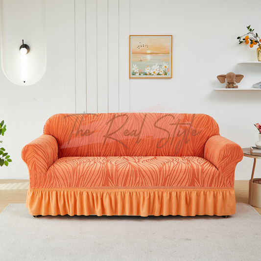 Zebra Velvet Stripe Sofa Cover - Copper