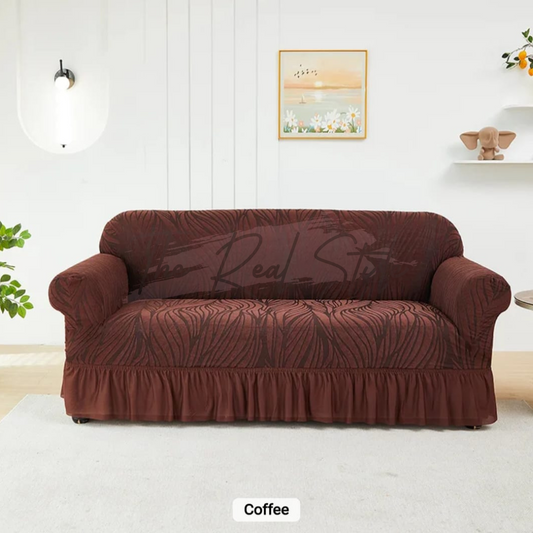 Zebra Velvet Stripe Sofa Cover - Coffee