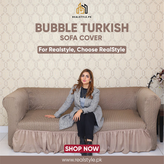 RUFFELED SUR SUCKER TURKISH SOFA COVER - Mouse Color