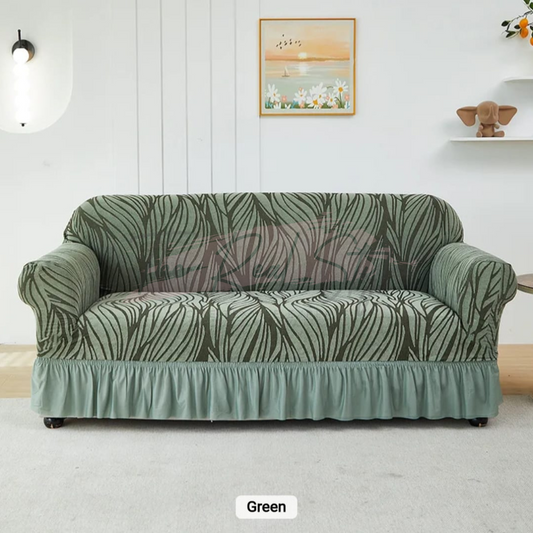 Zebra Velvet Stripe Sofa Cover - Green