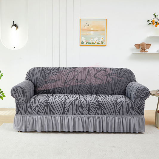 Zebra Velvet Stripe Sofa Cover - Grey