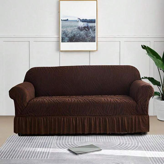 Zebra Velvet Turkish Sofa Cover - Brown