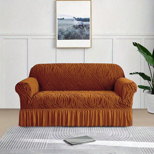 Zebra Velvet Turkish Sofa Cover - Copper Brown