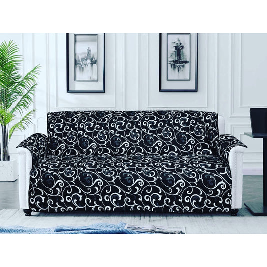 COTTON PRINTED SOFA RUNNER - SOFA COAT (Black Printed)