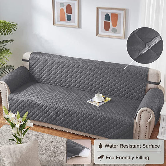 COTTON QUILTED SOFA RUNNER - SOFA COAT (Grey)