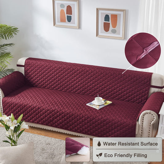 COTTON QUILTED SOFA RUNNER - SOFA COAT (Maroon)