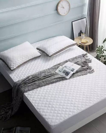Cotton Quilted Waterproof Mattress Cover - White