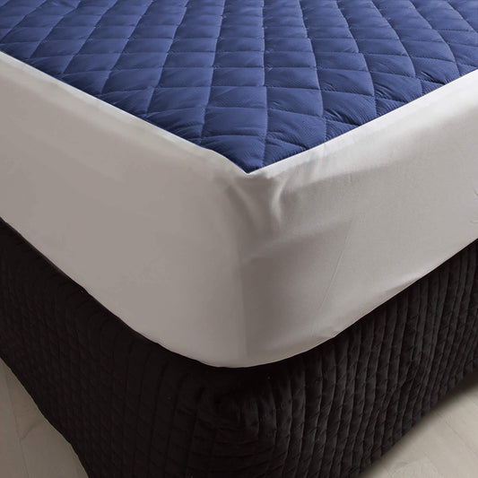 Cotton Quilted Waterproof Mattress Cover - Blue