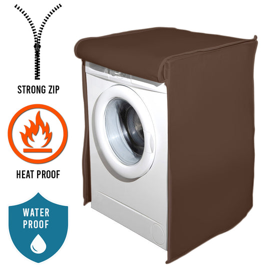 Waterproof Front Loaded Washing Machine Cover - Brown