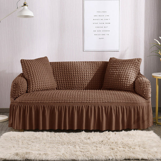 RUFFELED SUR SUCKER TURKISH SOFA COVER - Brown