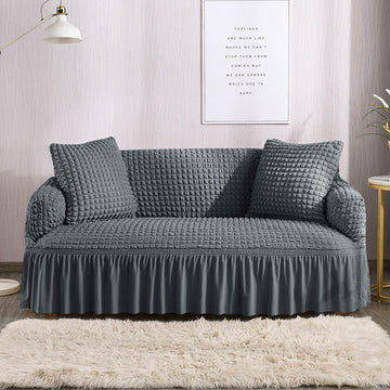 RUFFELED SUR SUCKER TURKISH SOFA COVER - Dark grey