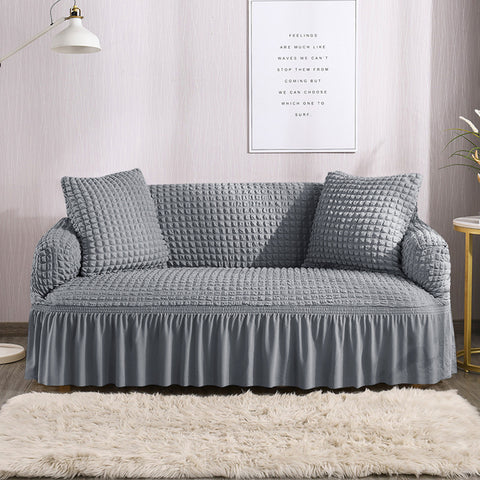 RUFFELED SUR SUCKER TURKISH SOFA COVER - Light grey