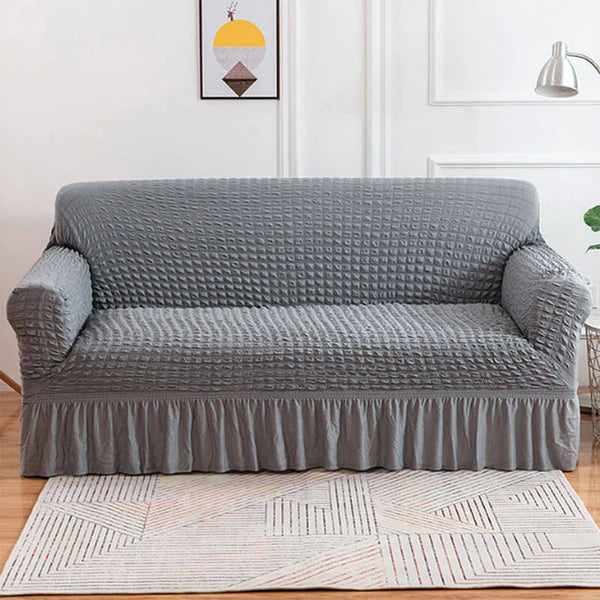 RUFFELED SUR SUCKER TURKISH SOFA COVER - Light Grey