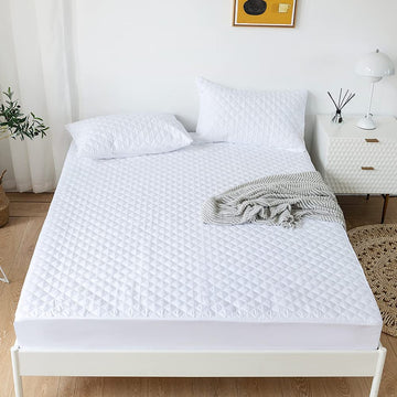 Cotton Quilted Waterproof Mattress Cover - White koi