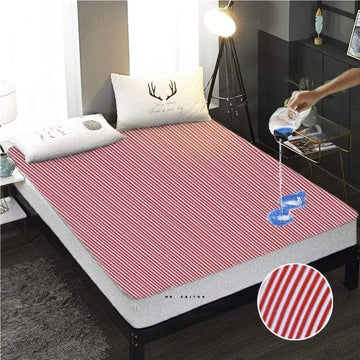 Terry Towel Waterproof Mattress Cover - Red Stripe