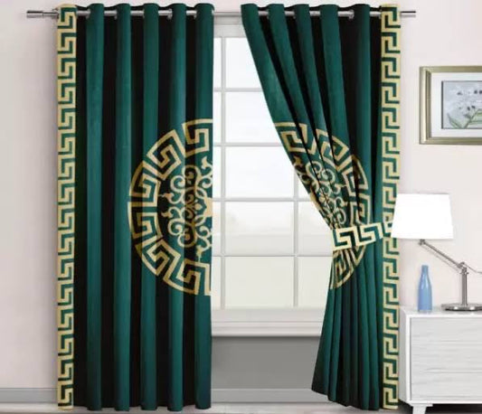 Luxury Velvet Embosed Curtain 1 Pair