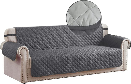 WATERPROOF COTTON QUILTED SOFA COVER - SOFA RUNNERS (Grey)